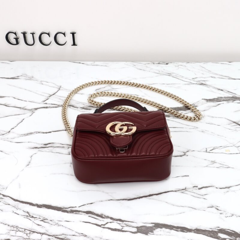 Replica Gucci Marmont Mini Top Handle Bordeaux - 1:1 designer replica handbag