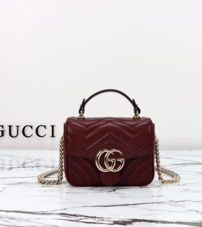Replica Gucci Marmont Mini Top Handle Bordeaux - authentic-look luxury purse replica