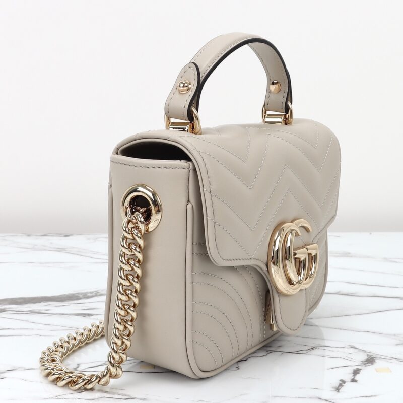 Replica Gucci Marmont Mini Top Handle Beige - elite superclone designer purse