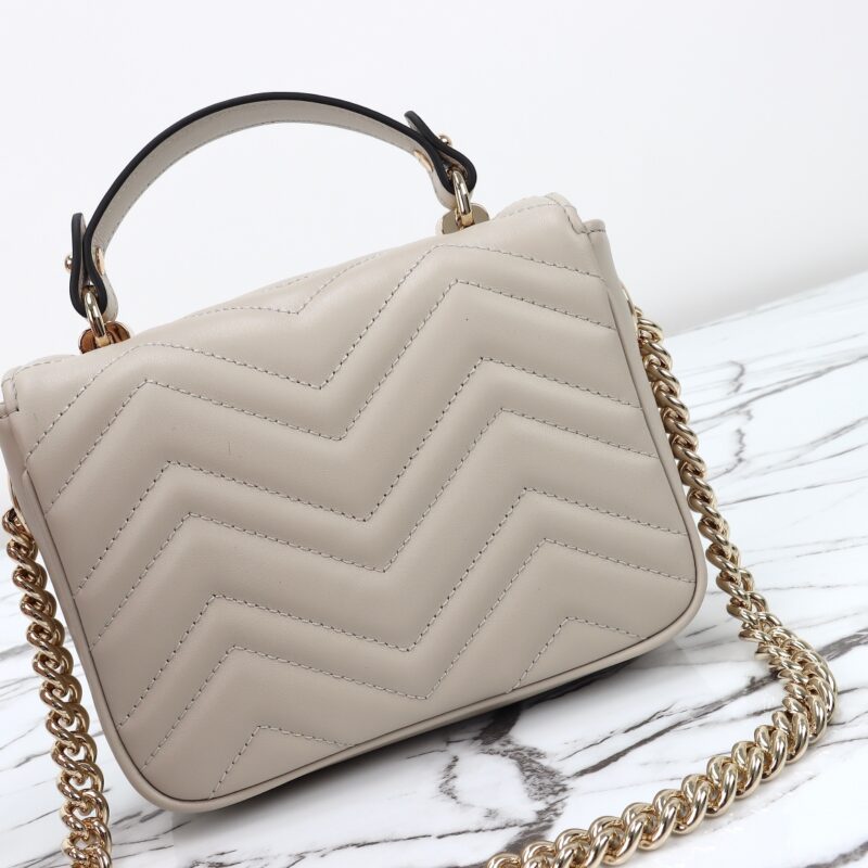 Replica Gucci Marmont Mini Top Handle Beige - top-rated replica designer bag