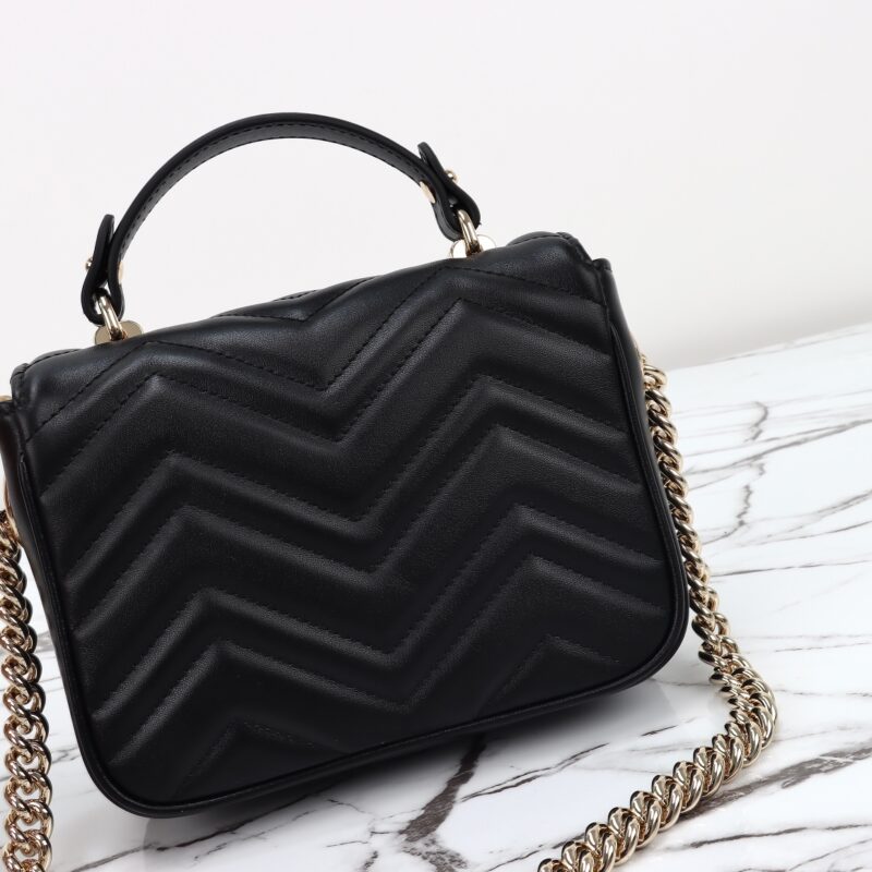 Replica Gucci Marmont Mini Top Handle Black - top-tier luxury replica shoulder bag