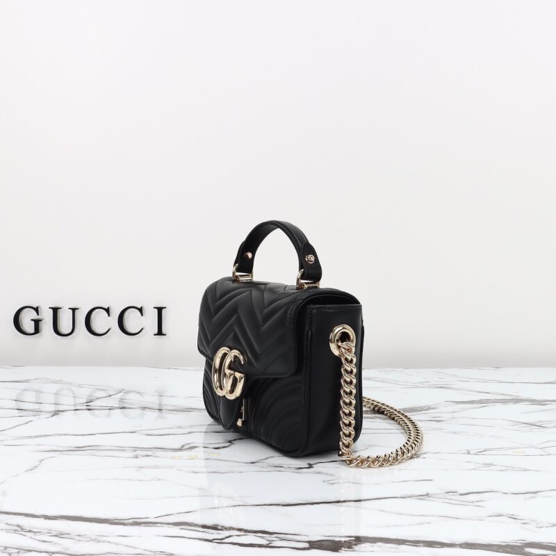 Replica Gucci Marmont Mini Top Handle Black - best quality luxury bag dupe