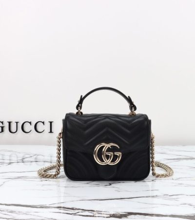 Replica Gucci Marmont Mini Top Handle Black - high-end fake designer purse