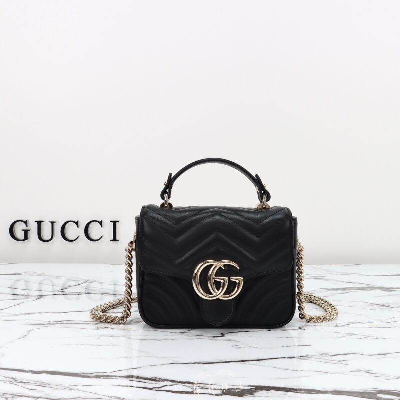 Replica Gucci Marmont Mini Top Handle Black - high-end fake designer purse