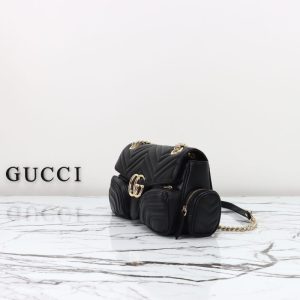 Replica Gucci Marmont 2.0 GG Shoulder Bag Black - top-rated replica designer bag