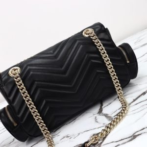Replica Gucci Marmont 2.0 GG Shoulder Bag Black - ultra-realistic fake designer tote
