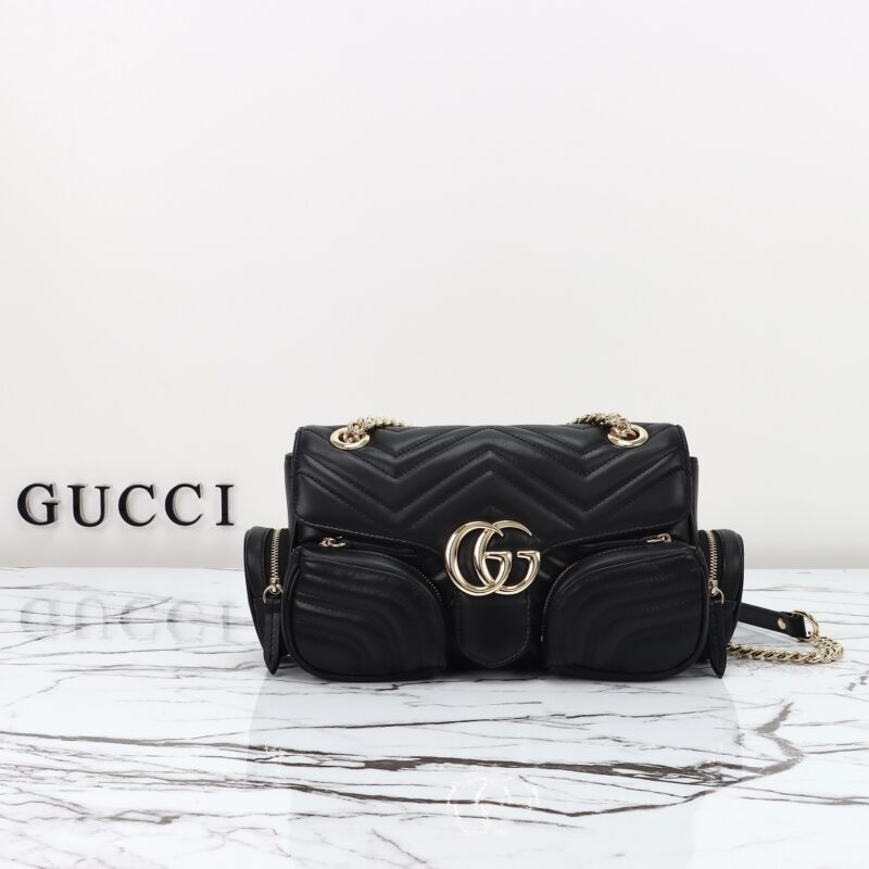 Replica Gucci Marmont 2.0 GG Shoulder Bag Black - best-selling designer handbag dupe