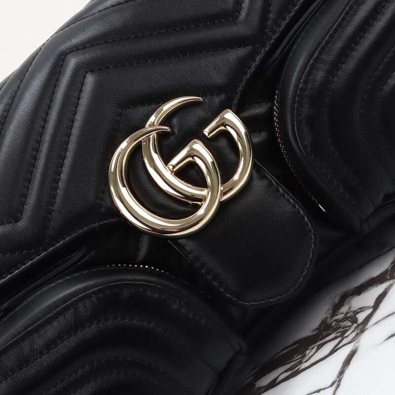 Replica Gucci Marmont 2.0 GG Shoulder Bag Black - high-quality designer bag clone