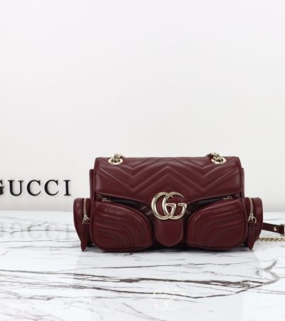 Replica Gucci Marmont 2.0 GG Shoulder Bag Bordeaux - elite superclone designer purse