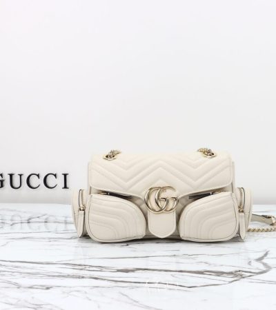 Replica Gucci Marmont 2.0 GG Shoulder Bag White - 1:1 designer replica handbag