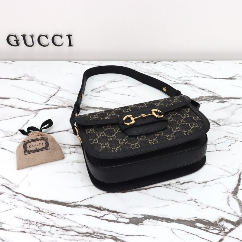 Replica Gucci G 1955 Horsebit Black Denim - near-authentic luxury replica handbag
