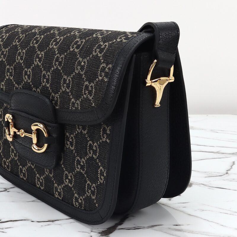 Replica Gucci G 1955 Horsebit Black Denim - high-end fake designer purse