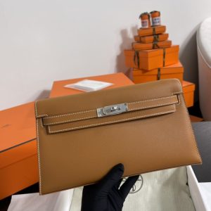 Replica Hermes Kelly Elan Brown Silver - premium-grade designer purse dupe
