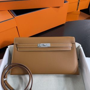 Replica Hermes Kelly Elan Brown Silver - high-accuracy replica luxury purse