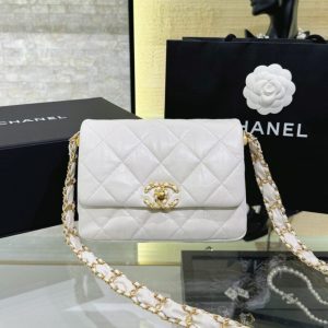 Replica CHANEL 19 Mini Flap White Bag - authentic-look luxury purse replica