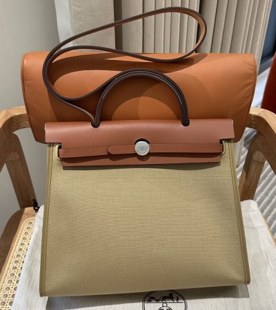Replica Hermes Herbag 31cm Brown Canvas - elite superclone designer purse