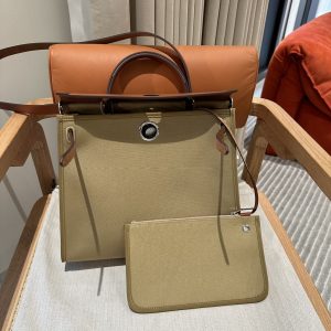 Replica Hermes Herbag 31cm Brown Canvas - realistic designer-inspired fake bag