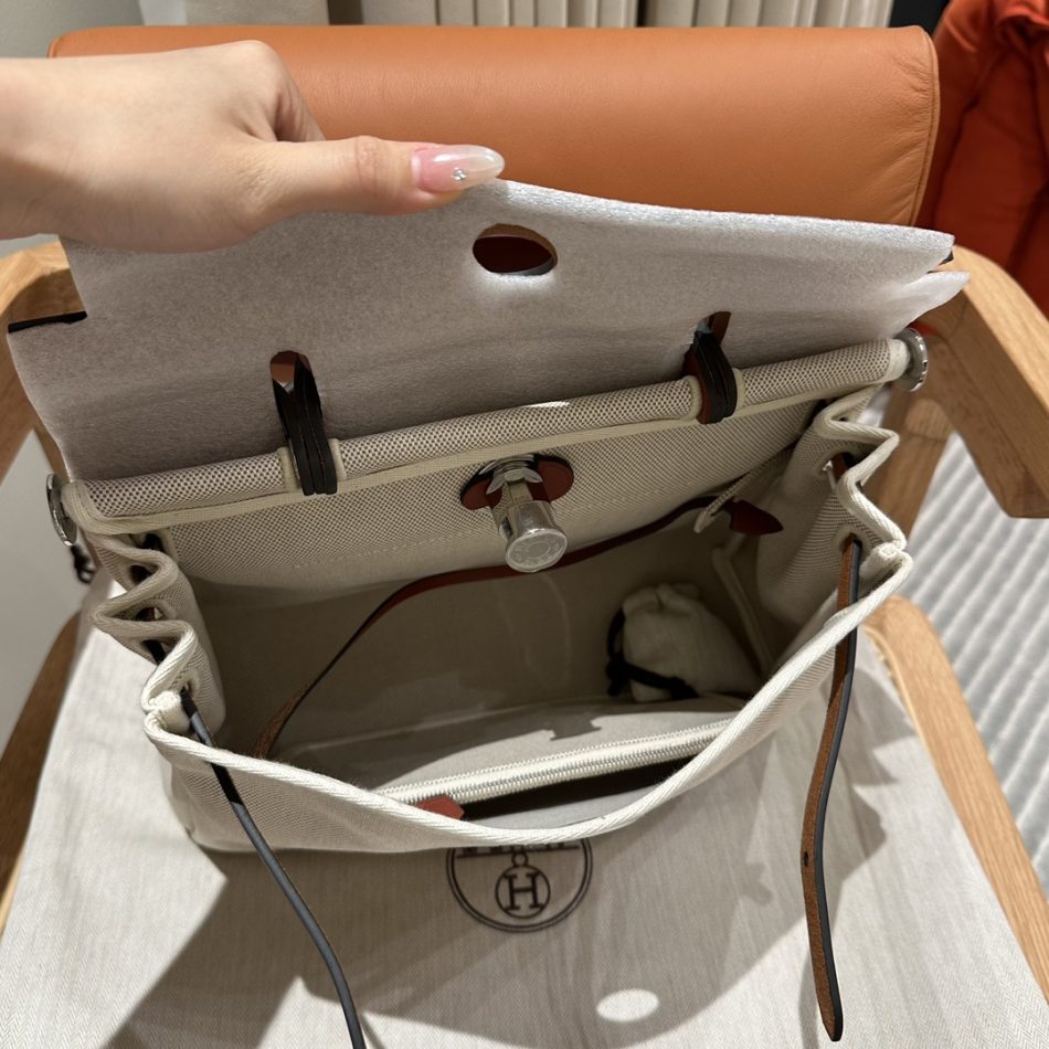 Replica Hermes Herbag 31cm Beige Red - top-tier luxury replica shoulder bag