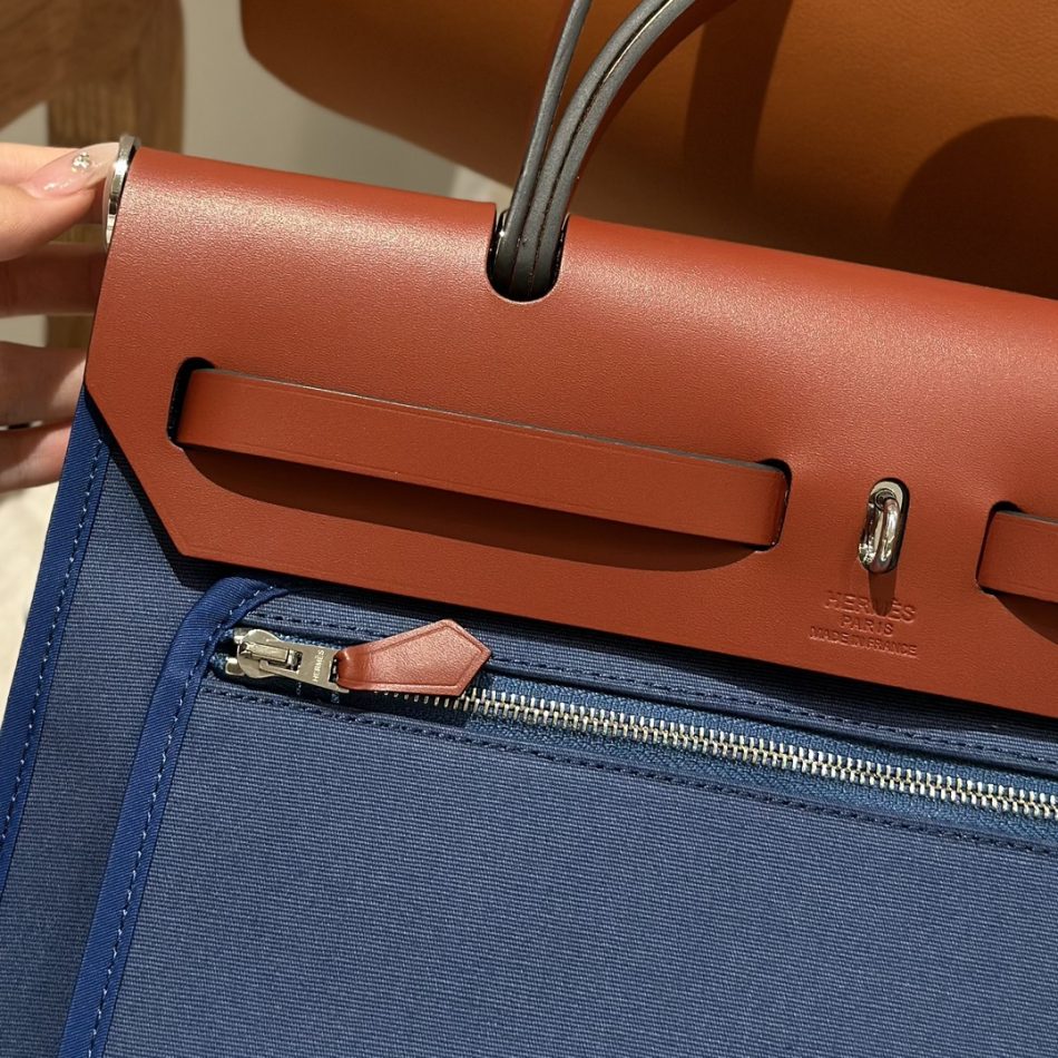 Replica Hermes Herbag 31cm Blue Canvas - near-authentic luxury replica handbag
