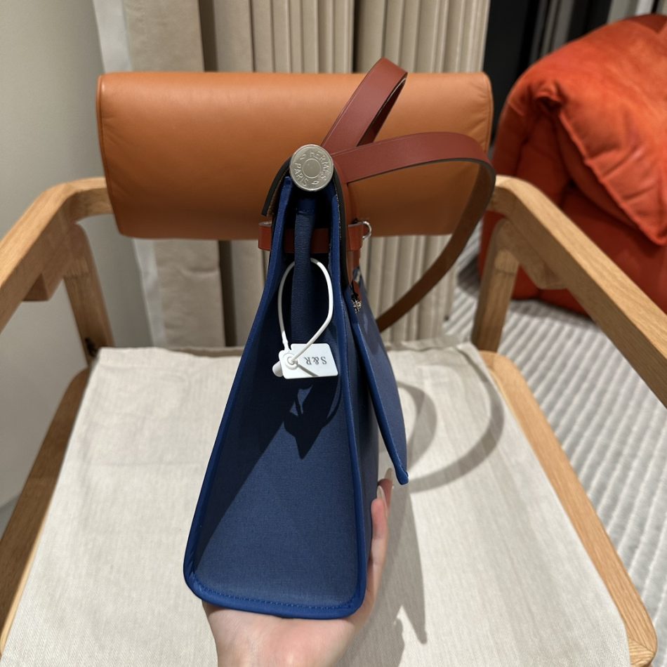 Replica Hermes Herbag 31cm Blue Canvas - ultra-realistic fake designer tote