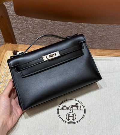 Replica Hermes Kelly Pochette Swift Black - ultra-realistic fake designer tote