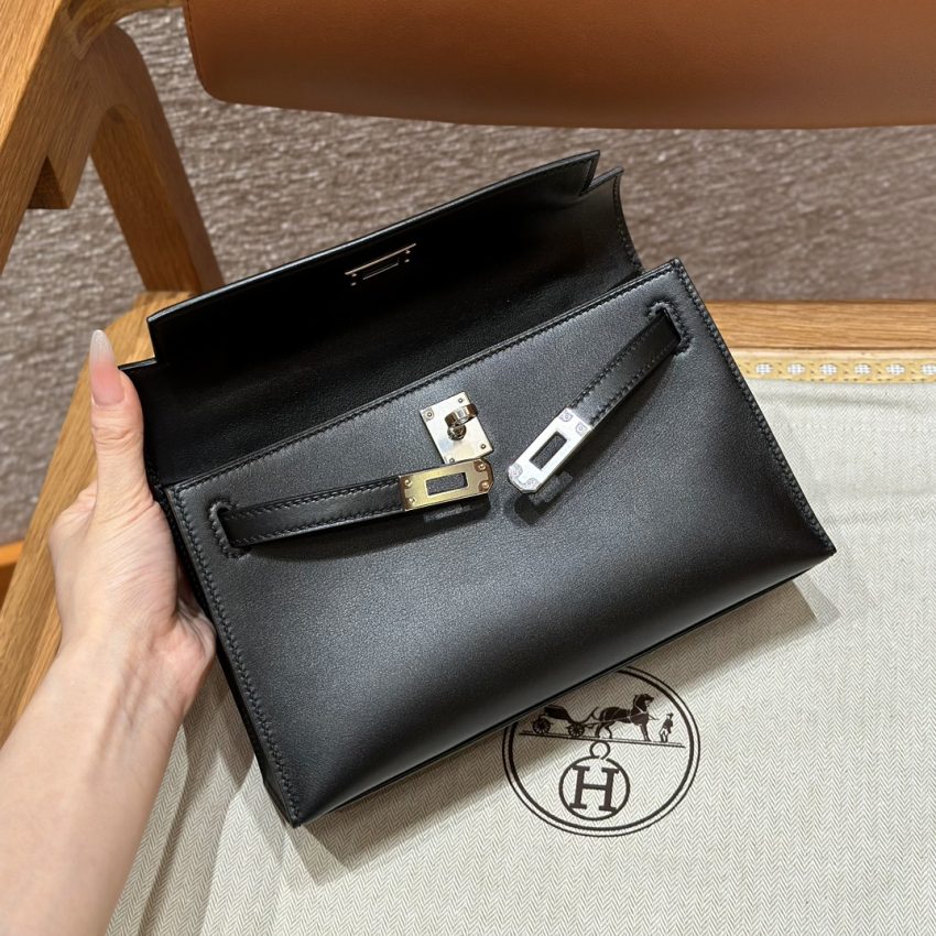 Replica Hermes Kelly Pochette Swift Black - best-selling designer handbag dupe