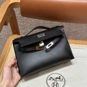 Replica Hermes Kelly Pochette Swift Black - elite superclone designer purse