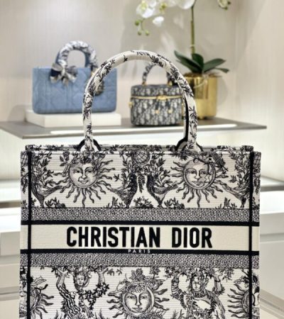 Replica Dior Tote Book Black&White Sun - ultra-realistic fake designer tote