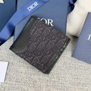 Replica Dior Jacquard Wallet Oblique Black - 1:1 designer replica handbag