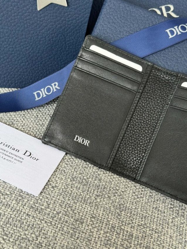 Replica Dior Bi Fold Card Holder Oblique Black - premium 1:1 fake handbag model