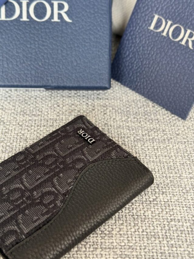 Replica Dior Bi Fold Card Holder Oblique Black - top-rated replica designer bag
