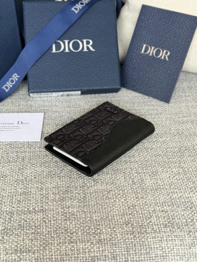 Replica Dior Bi Fold Card Holder Oblique Black - top-tier luxury replica shoulder bag
