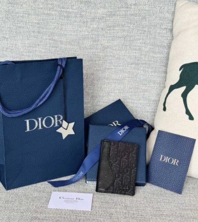 Replica Dior Bi Fold Card Holder Oblique Black - near-authentic luxury replica handbag