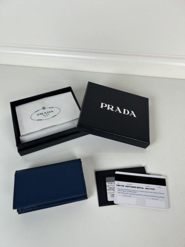 Replica Prada Saffiano Wallet Blue - authentic-look luxury purse replica