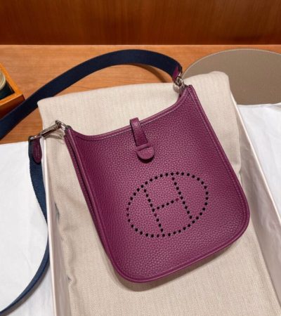 Replica Hermes Evelyne II TPM Purple - best quality luxury bag dupe