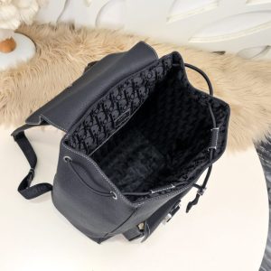 Replica Dior Saddle Backpack Black With Flap - best quality luxury bag dupe