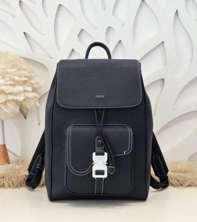 Replica Dior Saddle Backpack Black With Flap - 1:1 designer replica handbag