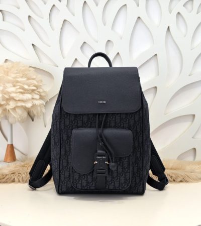 Replica Dior Saddle Backpack with Flap Black - high-end fake designer purse
