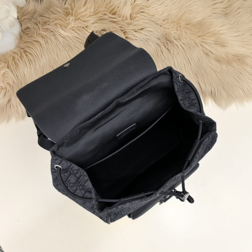 Replica Dior Saddle Backpack with Flap Black - authentic-look luxury purse replica