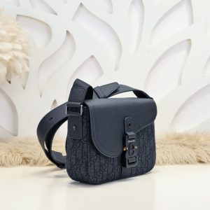 Replica Dior Saddle Messenger Bag Oblique Black - top-tier luxury replica shoulder bag