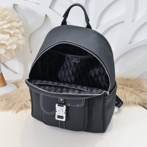 Replica Dior Saddle Zip Backpack Black Grained Calfskin - elite superclone designer purse