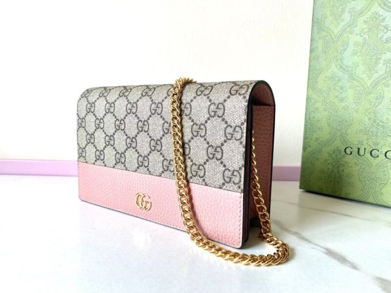 Replica Gucci GG Marmont Chain Bag Pink - elite superclone designer purse