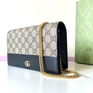 Replica Gucci GG Marmont Chain Bag Black - top-tier luxury replica shoulder bag