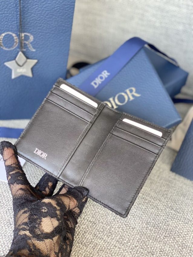 Replica Dior Bi Fold Card Holder Black - near-authentic luxury replica handbag