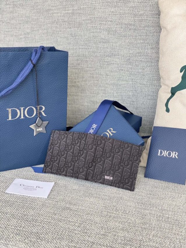 Replica Dior Jacquard Wallet Black - premium 1:1 fake handbag model