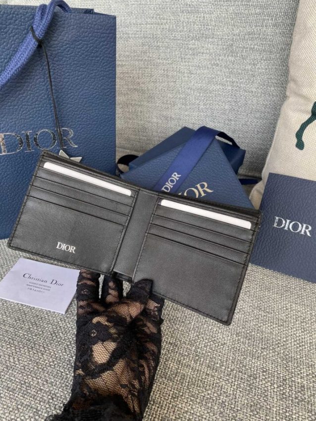 Replica Dior Jacquard Wallet Black - best quality luxury bag dupe