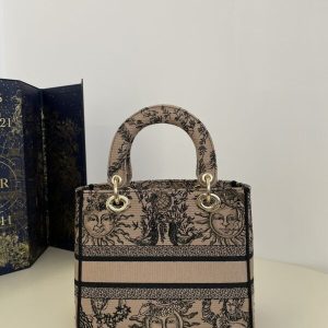 Replica Lady Dior D-Lite Beige Zodiac - ultra-realistic fake designer tote