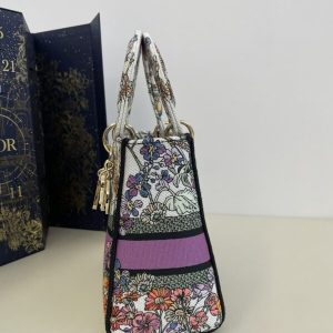 Replica Lady Dior D-Lite Purple Flowers - high-quality designer bag clone
