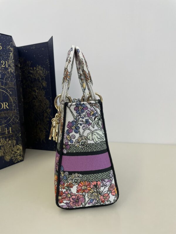 Replica Lady Dior D-Lite Purple Flowers - high-quality designer bag clone