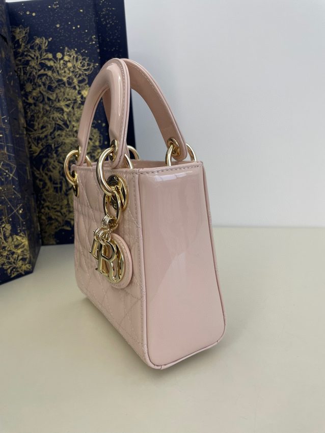 Replica Lady Dior Mini Pink Patent - best quality luxury bag dupe